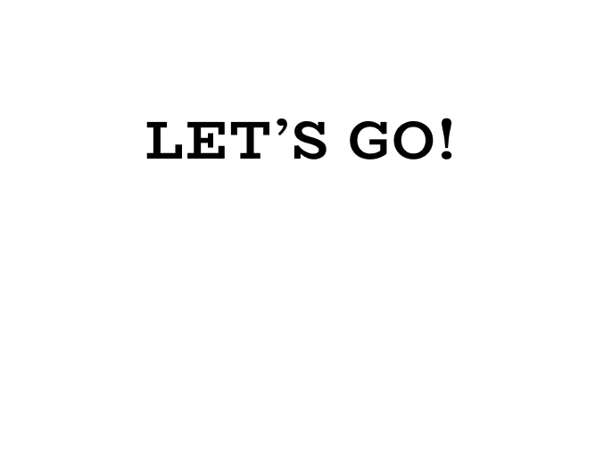 red speech bubble with lets go written inside