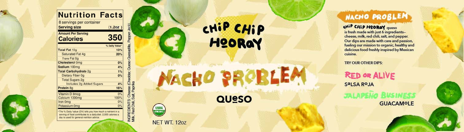 Chip Chip Hooray queso label