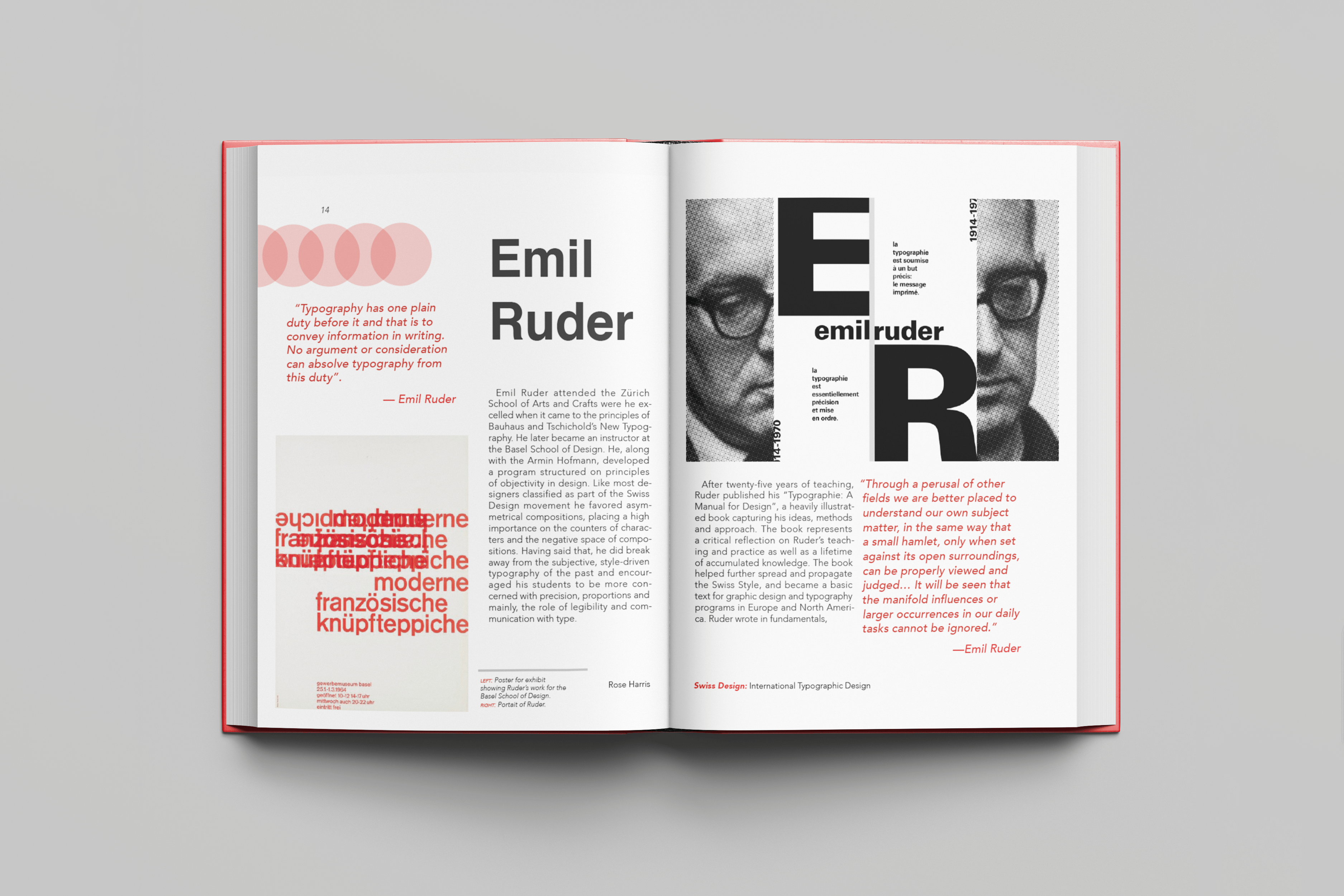 A mockup of a publication spread. 