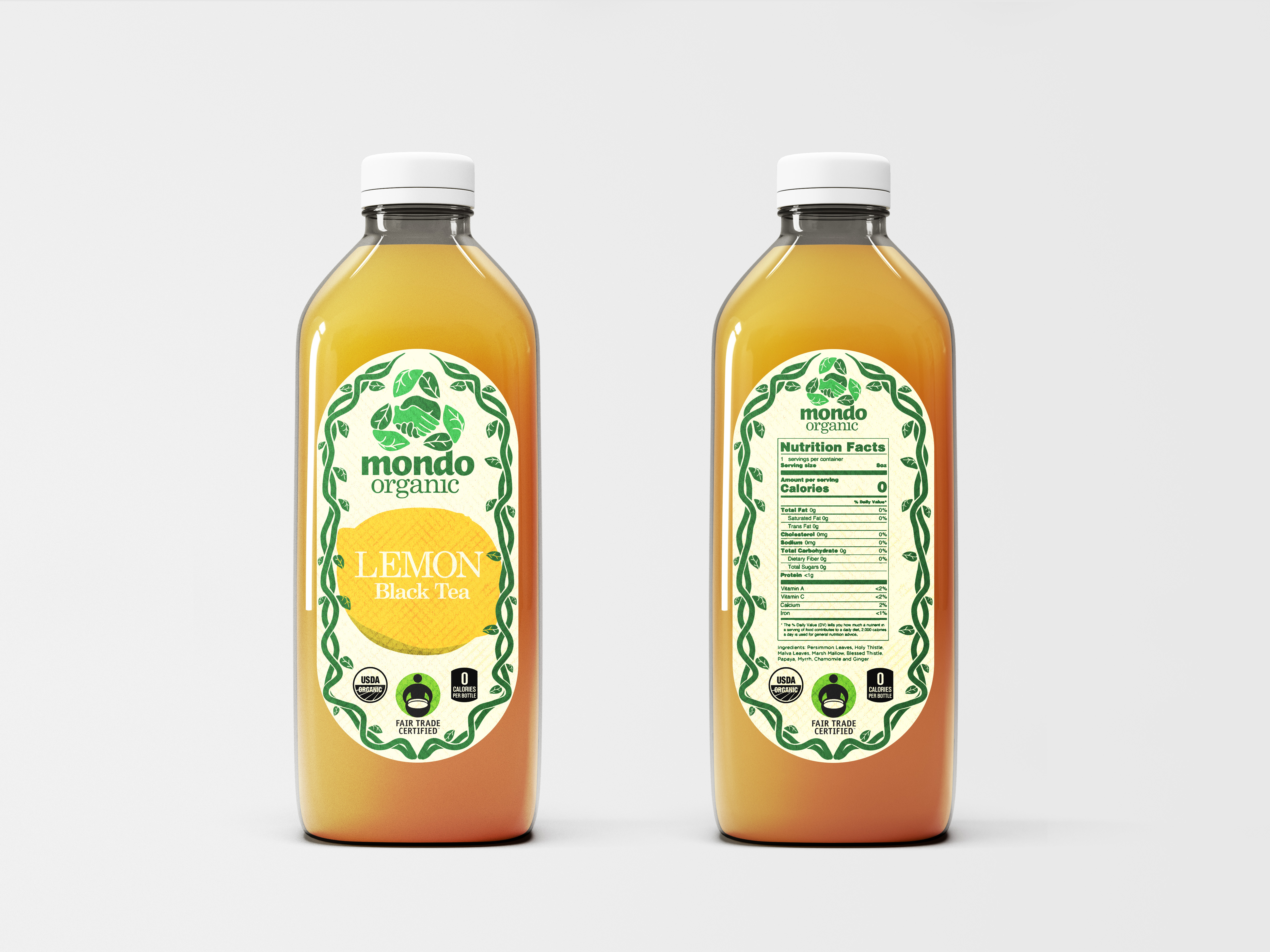 A mockup of tea bottles.